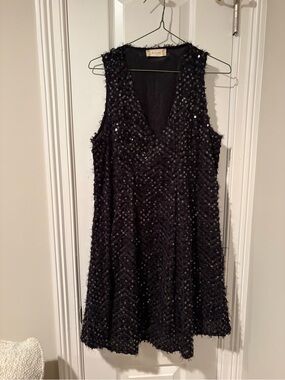 Altar'd State Black Sequin V-Neck Mini Dress
